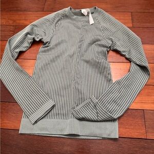 Lululemon Athletica Gray and White Striped Top